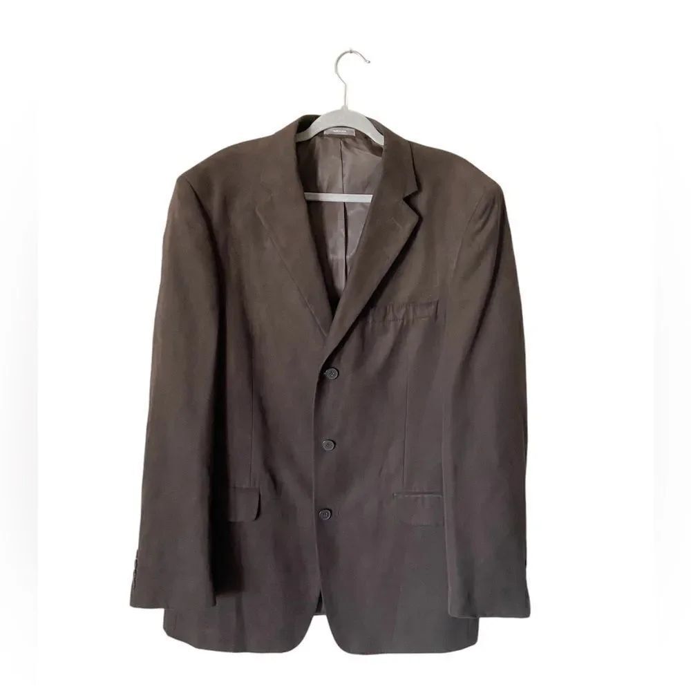 Apt 9 Notch Suede Brown Blazer Collar Faux Size 44L